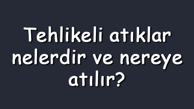 Tehlikeli atıklar nelerdir ve nereye atılır Tehlikeli atıklar listesi ve uygulanan bertaraf işlemleri Tehlikeli atıklar nelerdir ve nereye atılır Tehlikeli atıklar listesi ve uygulanan bertaraf işlemleri