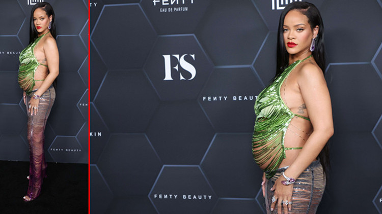 Böyle olur Rihannanın hamile kıyafeti