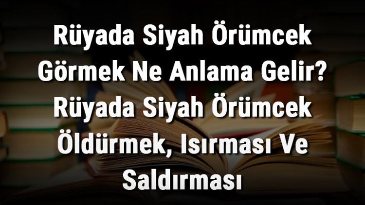 Rüyada Siyah Örümcek Görmek Ne Anlama Gelir Rüyada Siyah Örümcek Öldürmek, Isırması Ve Saldırması