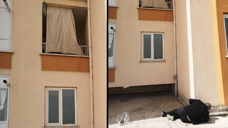 Polisi görünce kaçmak için balkondan atladı Ayağı kırıldı Polisi görünce kaçmak için balkondan atladı Ayağı kırıldı