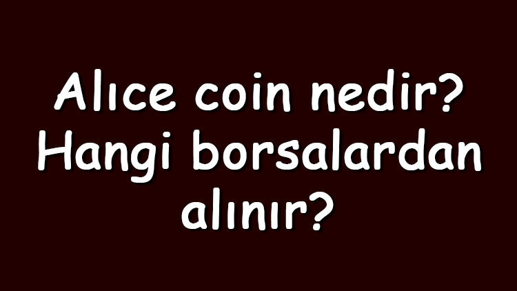 Alıce coin nedir Hangi borsalardan alınır Myneighboralice ne zaman çıktı Ne iş yapar