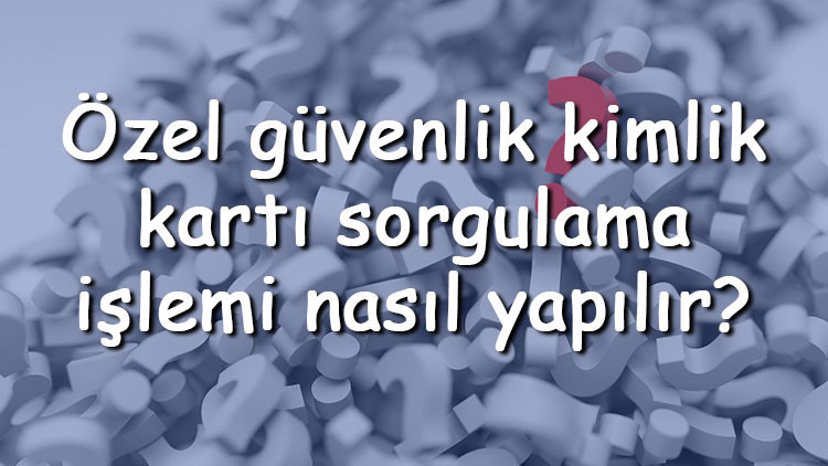 Özel güvenlik kimlik kartı sorgulama işlemi nasıl yapılır E-Devlet üzerinden sorgulama yapılabilir mi Özel güvenlik kimlik kartı sorgulama işlemi nasıl yapılır E-Devlet üzerinden sorgulama yapılabilir mi