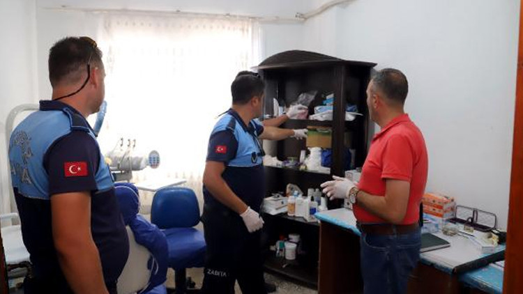Mersinde ruhsatsız diş kliniği mühürlenip kapatıldı