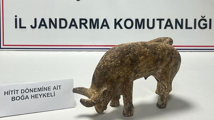 Nevşehirde 3 bin yıllık boğa heykeli ele geçirildi