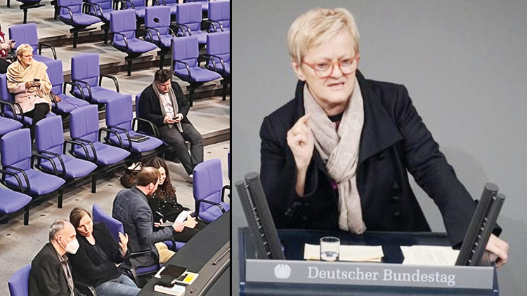 Alman meclisinde paltolu, atkılı Alman meclisinde paltolu, atkılı