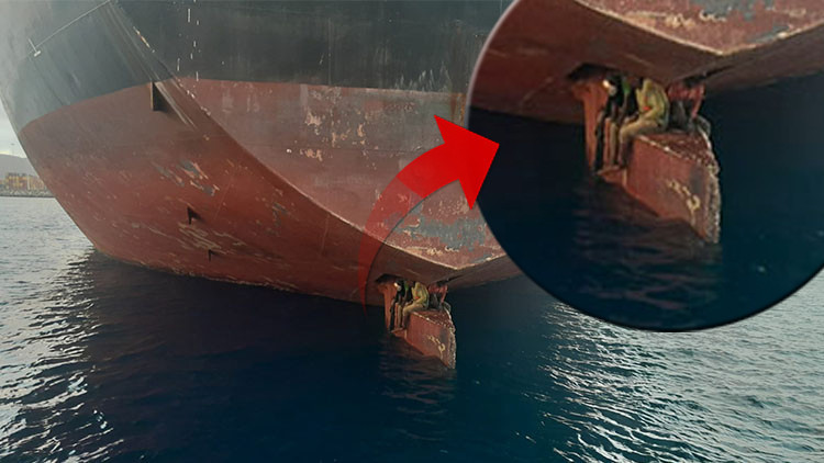 Akılalmaz görüntü: Geminin dümeninde 11 gün seyahat ettiler