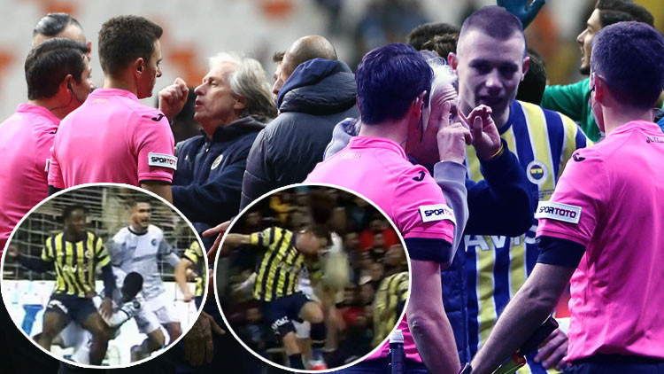 Son Dakika: Adana Demirspor-Fenerbahçe maçından çok konuşulan kararlar Jorge Jesus çılgına döndü, kırmızı kart...