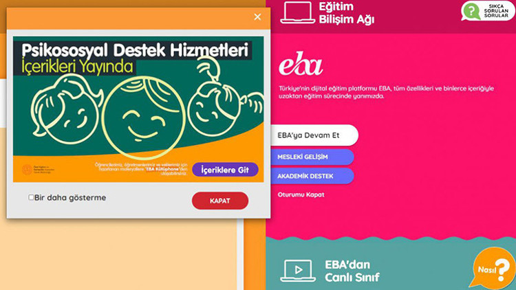 Psikososyal destek içerikleri yayında Psikososyal destek içerikleri yayında