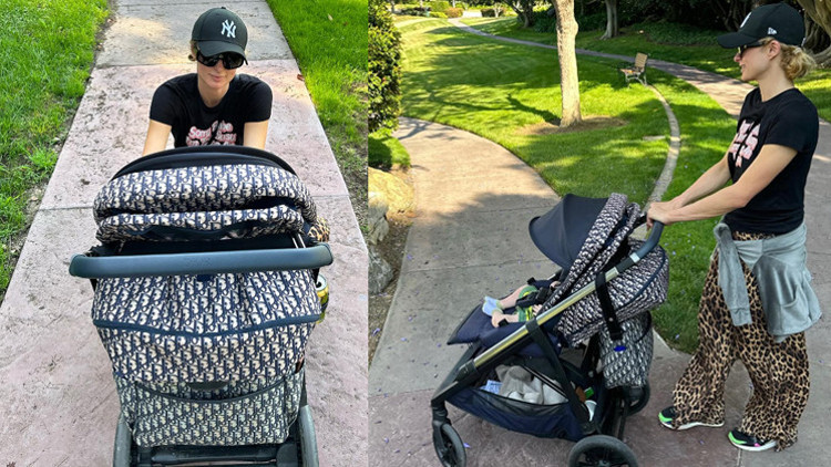 Sosyetik güzelin oğlunun bebek arabası olay oldu: Zenginin bebeği böyle gezer