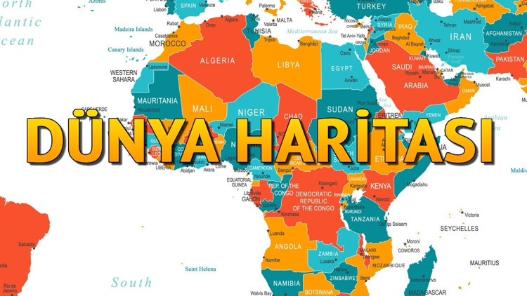 Dünya Haritası 2024 - Ülkeler, Kıtalar, Okyanuslar, Sular, Dağlar, Boğazlar ve Akarsular İsimleri ile Dünya Siyasi & Fiziki Haritası