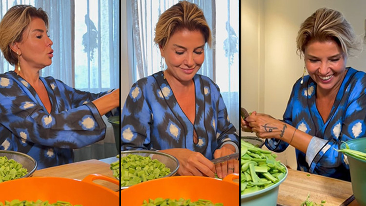 Kış hazırlıkları için mutfağa girdi: Domatesleri kaynattım, sıra fasulyelerde