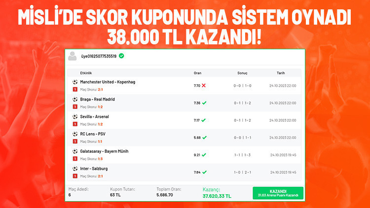 Galatasaray-Bayern maçının skorunu bildi, 38 bin TL kazandı Sistemli iddaa kuponu... Galatasaray-Bayern maçının skorunu bildi, 38 bin TL kazandı Sistemli iddaa kuponu...