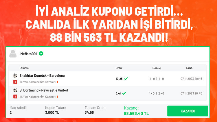 2 maçlık canlı iddaa kuponu yaptı, Şampiyonlar Ligi maçlarıyla 88 bin 536 TL kazandı 2 maçlık canlı iddaa kuponu yaptı, Şampiyonlar Ligi maçlarıyla 88 bin 536 TL kazandı