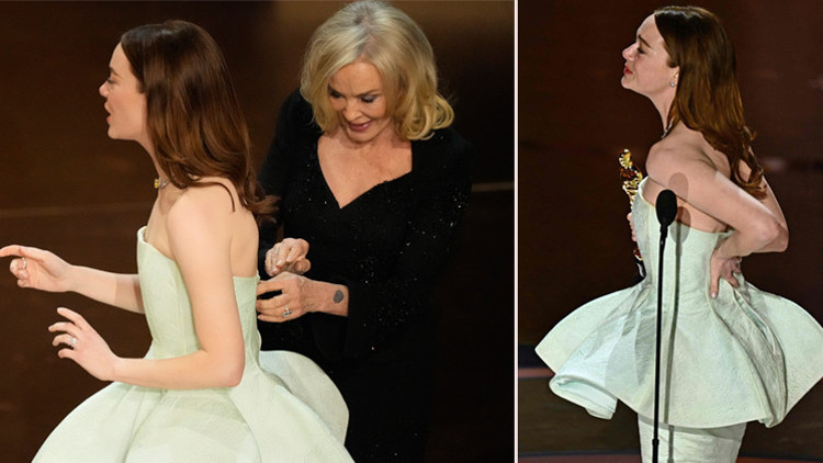 Tam ödülünü almaya sahneye çıkıyordu ki.... Yetişin, fermuarım patladı