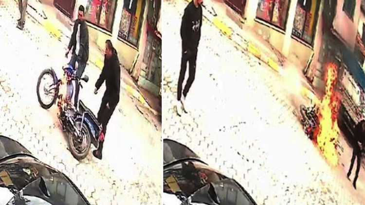 Sivasta yakıt kaçağını çakmakla kontrol edince motosiklet yandı