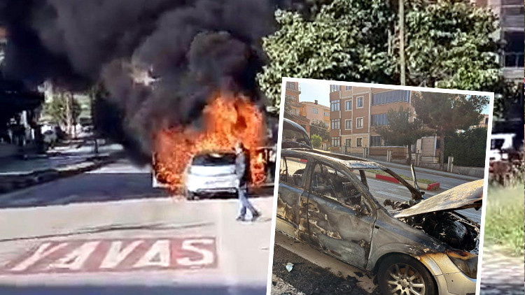 Seyir halindeyken yanan otomobil küle döndü