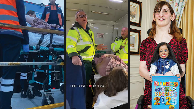 Dünyanın en uzun boylu kadını Gelgi, İngiltereye böyle uçtu Dünyanın en uzun boylu kadını Gelgi, İngiltereye böyle uçtu