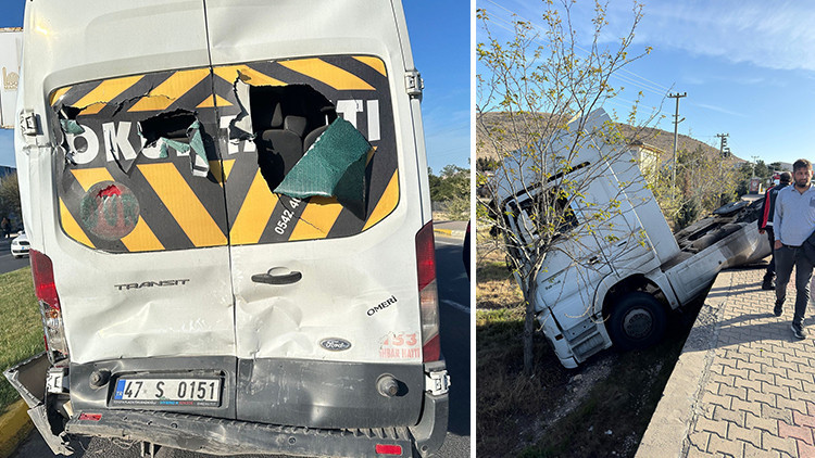 Mardin’de TIR, minibüse çarptı 2 kişi yaralandı