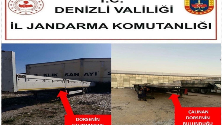 Denizliden çalınan TIR dorsesi Konyada bulundu; 1 tutuklama
