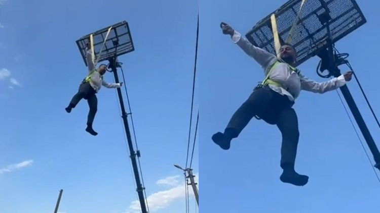İşkence gibi eğlence Damadı vinçle kaldırıp çiftetelli oynattılar