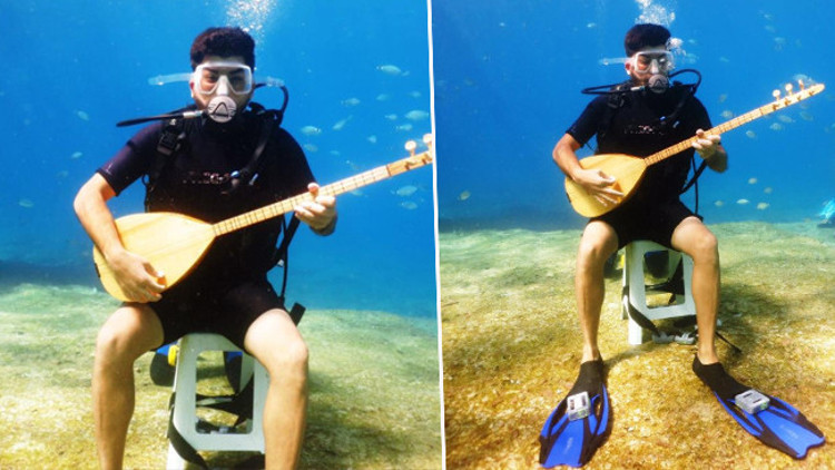 5 metre derinliğe dalan sanatçı, Neşet Ertaş türküsü söyledi Hayalini böyle gerçekleştirdi