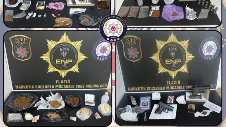 Elazığ’da 20 gündeki uyuşturucu operasyonlarında 16 tutuklama