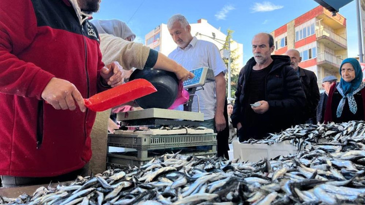 Hamsi ucuzladı, metrelerce kuyruk oluştu