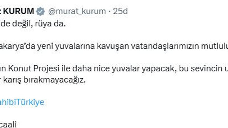 Bakan Kurumdan sosyal konut  paylaşımı