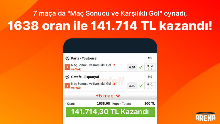Yok böyle oran Misli’de 7 maça oynadı, 141.714 TL kazandı