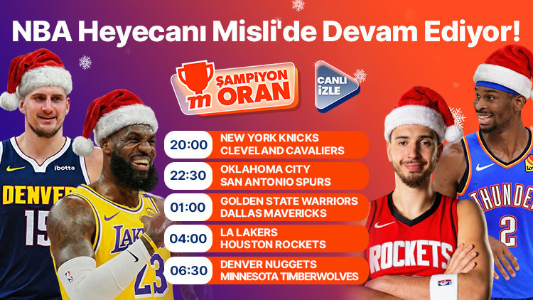NBA’de bu akşam 5 maç oynanacak Maçların heyecanı canlı yayın, canlı sohbet ve Şampiyon Oranlar ile Mislide