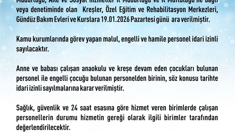 Elazığ’da bazı kurum ve kurslarda eğitime 1 gün ara