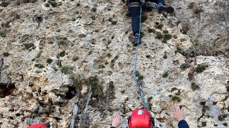 Mardin’de dağda mahsur kalan keçi kurtarıldı