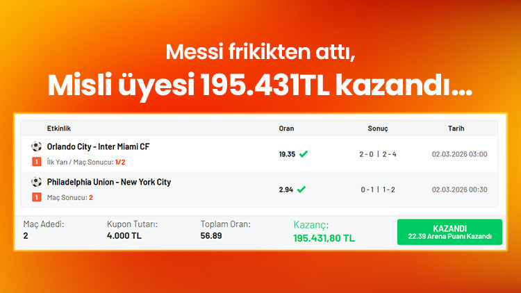 Messi frikikten attı, Misli üyesi 195.431TL kazandı…