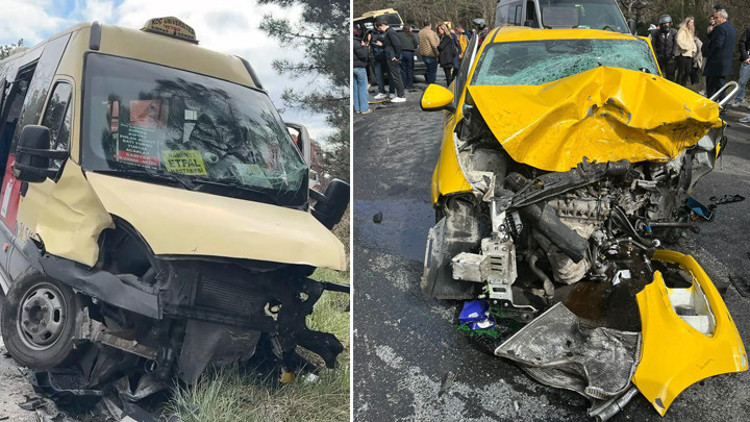 Sarıyerde feci kaza Taksiyle yolcu minibüsü çarpıştı: 1 ölü, 4 yaralı