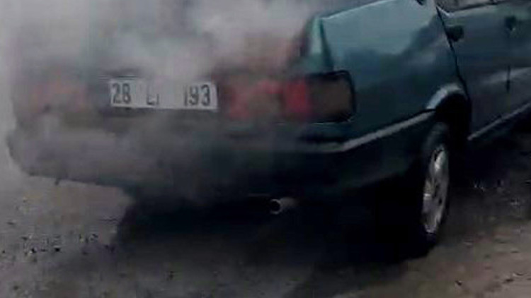Orduda park halindeki otomobilde yangın