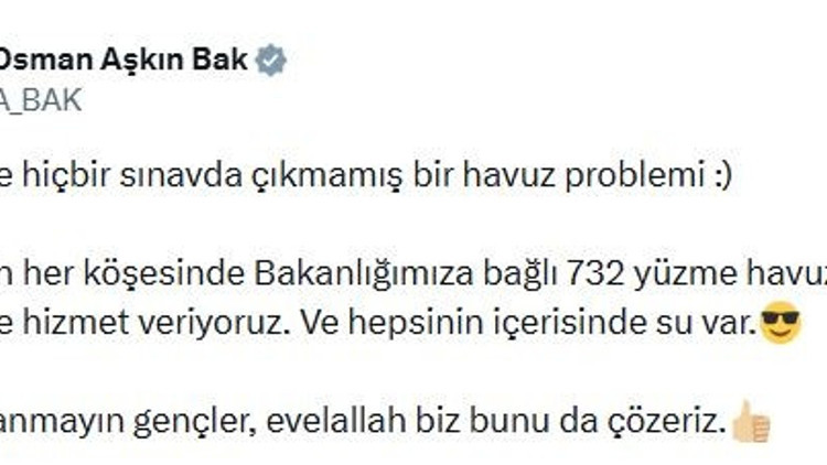 Bakan Bak’tan Marmaris Belediyesindeki havuz sorununa tepki