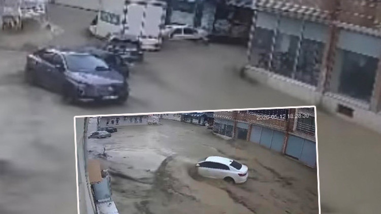 Araçlar böyle sürüklendi Araçlar böyle sürüklendi