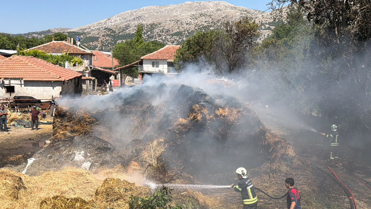 50 ton saman zarar gördü 50 ton saman zarar gördü