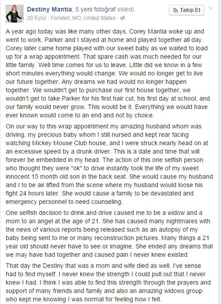 Bir annenin hayatını toptan değiştiren kaza hakkında yürek burkan paylaşım
