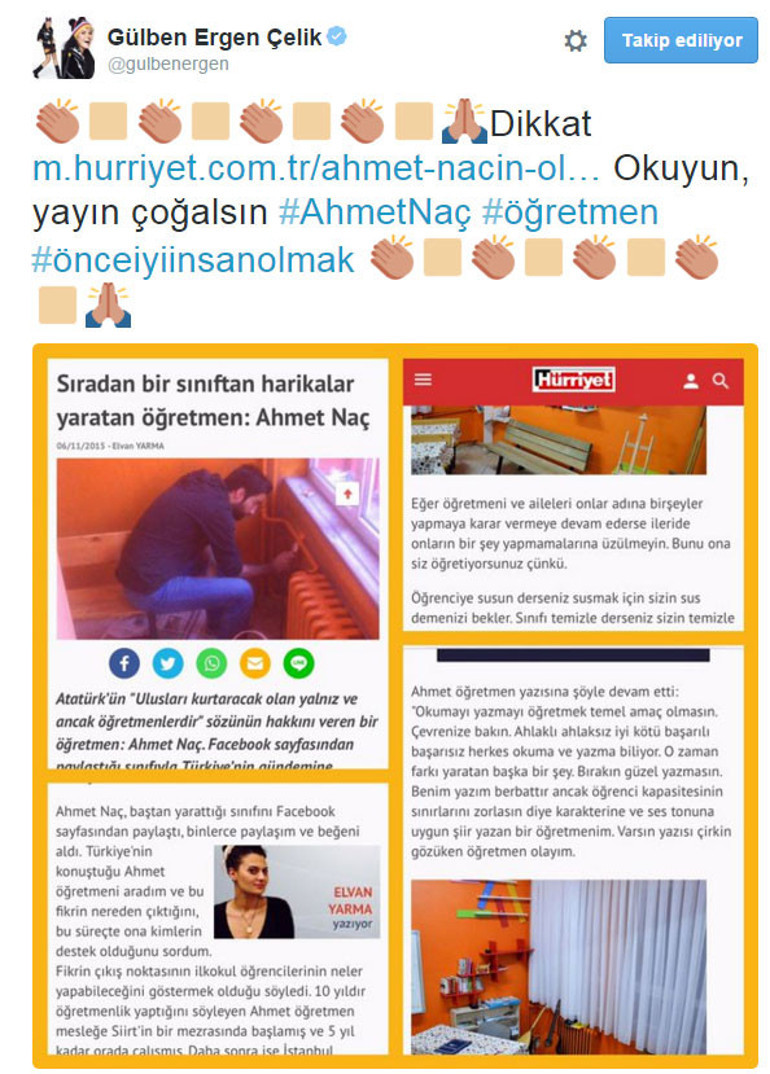 Gülben Ergen’den o öğretmen için çağrı: Okuyun, çoğalsın