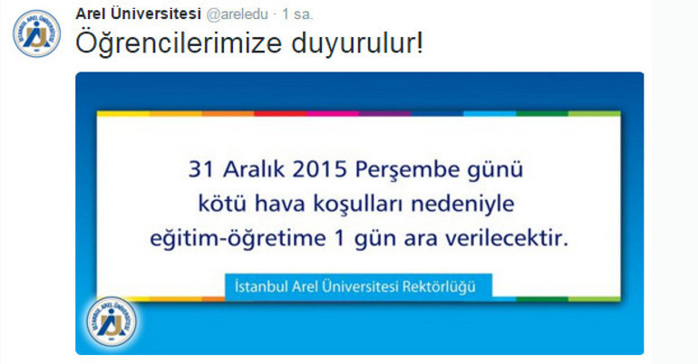 Üniversitelerden kar tatili duyurusu