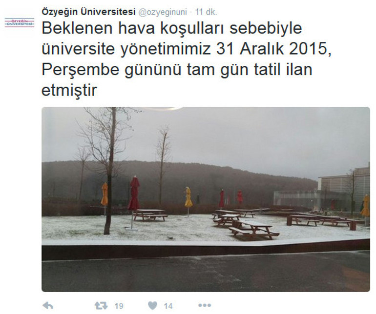 Üniversitelerden kar tatili duyurusu