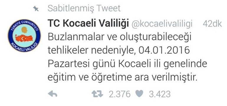 Kocaeli Valiliği’nin twitter hesabı hacklendi, okulların tatil olduğu tweet’i atıldı