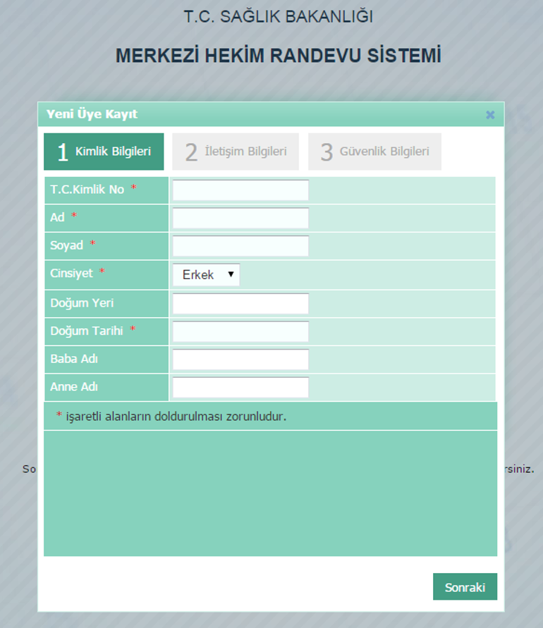 MHRS hastane randevu alma işlemi