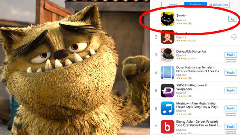 Kötü Kedi Şerafettin App Storeda zirveye oturdu