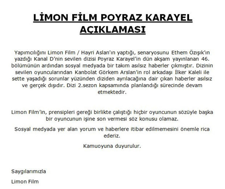 Poyraz Karayel dizisinde ayrılık