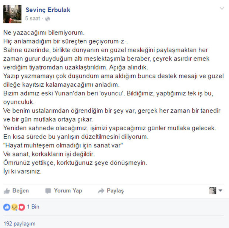 Sevinç Erbulak: Sanat korkakların işi değildir