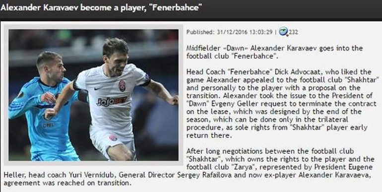 Fenerbahçe ilk transferini yaptı Karavaev resmen açıklandı