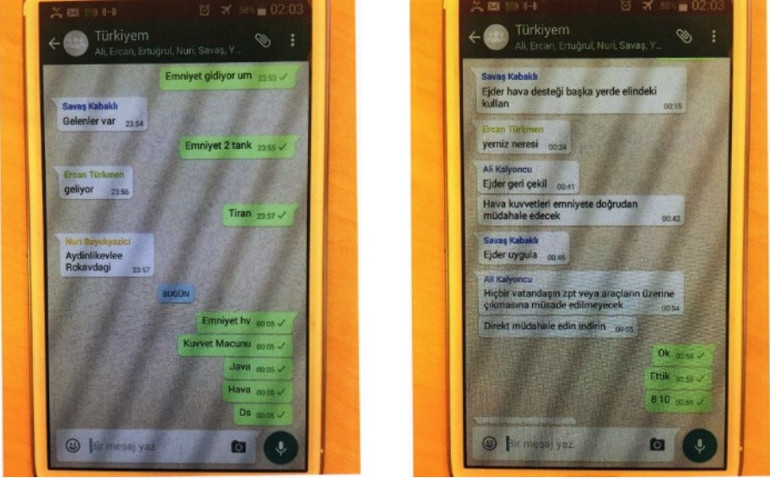 Darbe girişiminde atılan mesajlar ortaya çıktı.. Ejder geri çekil