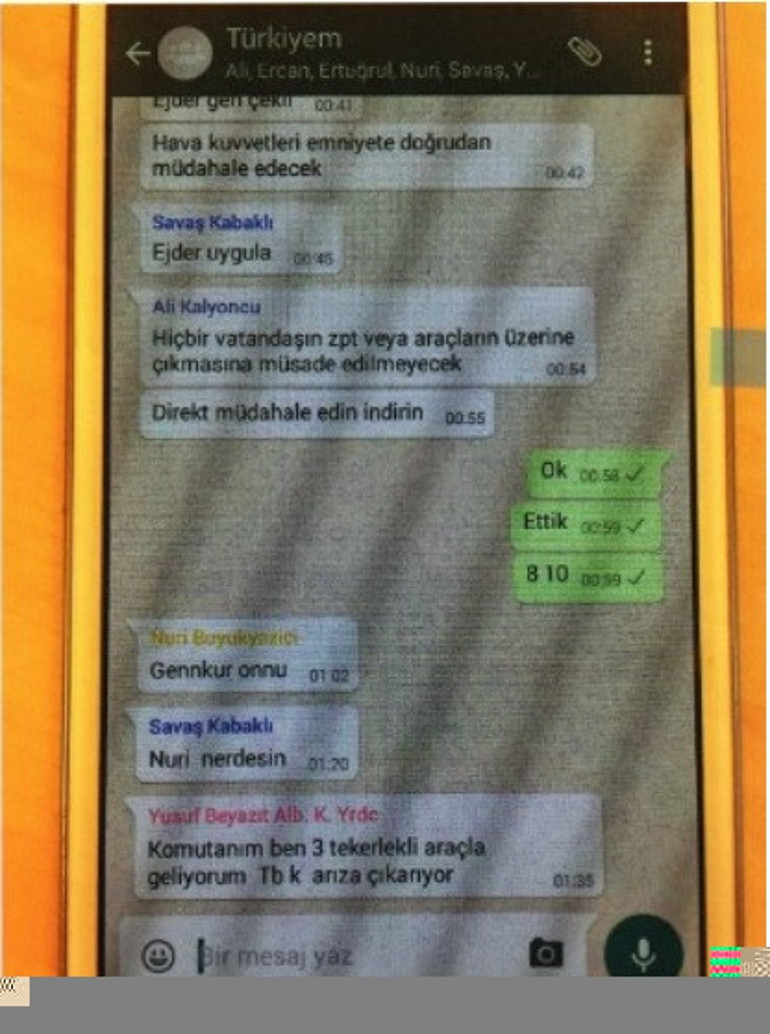 Darbe girişiminde atılan mesajlar ortaya çıktı.. Ejder geri çekil